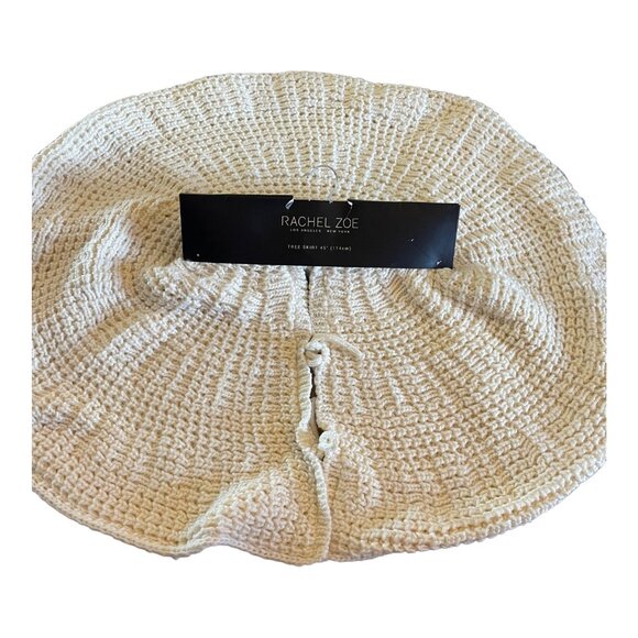 Rachel Zoe 45" Knitted Ivory Christmas Tree Skirt With Faux Fur Lining Boho - Picture 4 of 7